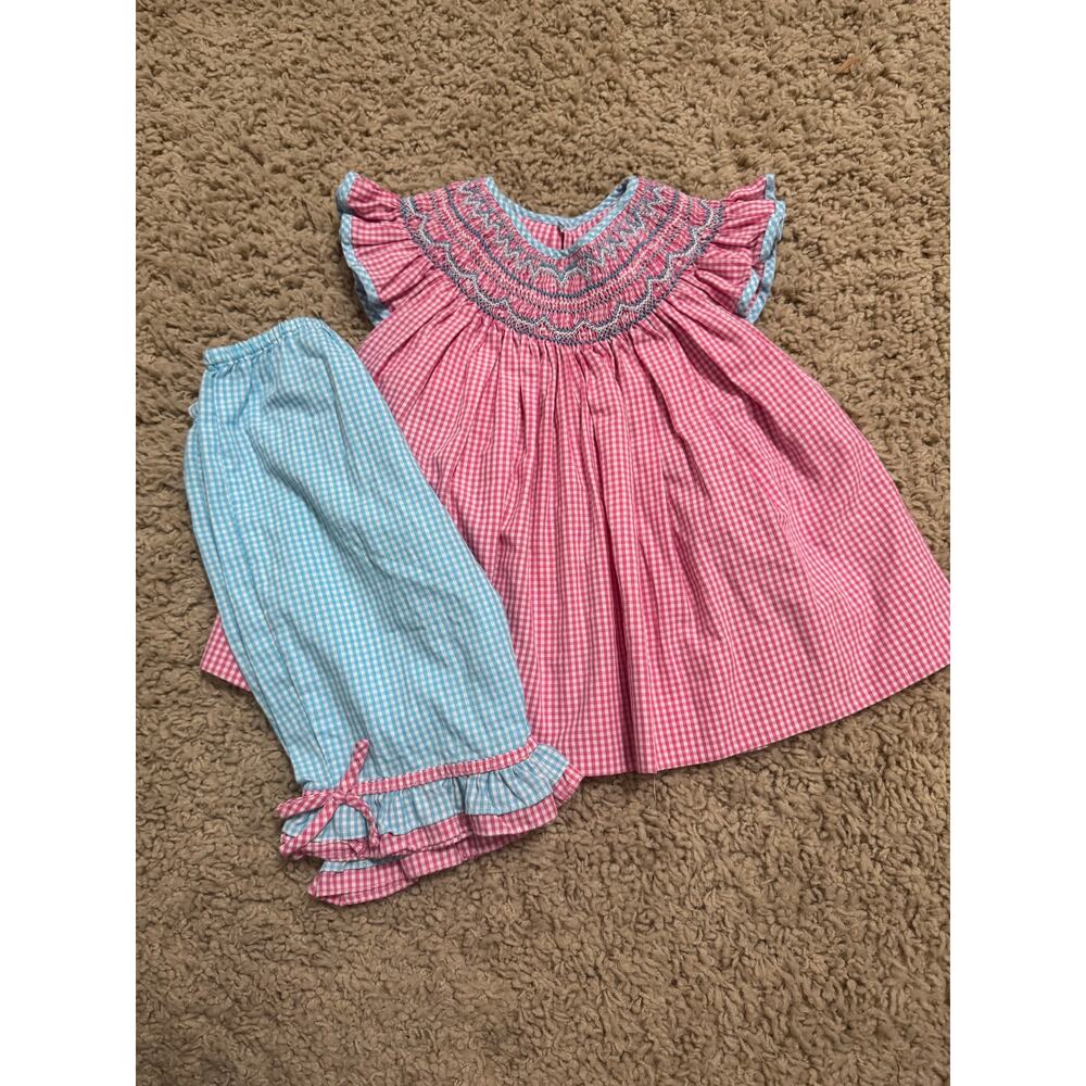 Smocked Little Girl Set: Petit Ami 18m